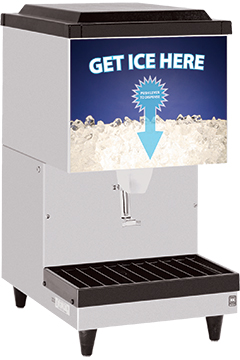 D45 Ice Dispenser, Stainless Steel Exterior, Lever Activation